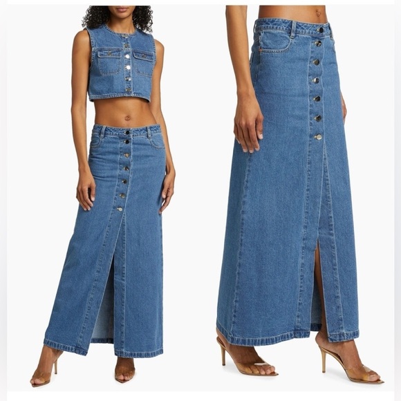Ronny Kobo Collection Dresses & Skirts - RONNY KOBO Makena Skirt Indigo Wash Denim Button Fly 100% Cotton Size Small NWT